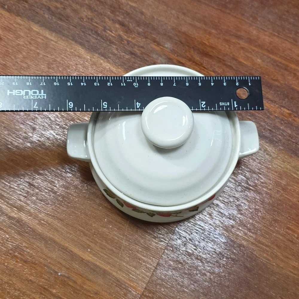 Sheffield Strawberries n Cream Stoneware Mini Casserole Dish Lid Japan Vintage